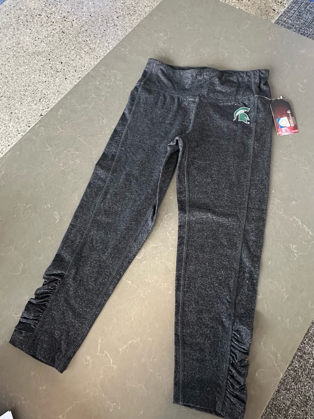 Colosseum Black Heather Womens Leggings with Michigan State Spartans Logo